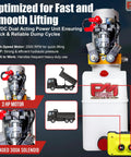 12V DC Dump Trailer Hydraulic Power Unit With Double Acting Pump Tough As Nails Heavy Duty Lift System 6 Quart Poly Reservoir Remote Controller Easy Install For Quick Dump Bed Action.