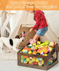 Wooden Dog Toy Basket With Slanted Front For Easy Reach Doggo Friendly Durable Toy Box And Bin for home with dog and child