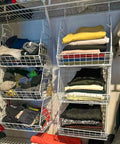3 Tier Foldable Closet Organizer With Wall Mount And Cabinet Storage Bins, Includes 5 S Hooks, Space Saving Clothes Shelves