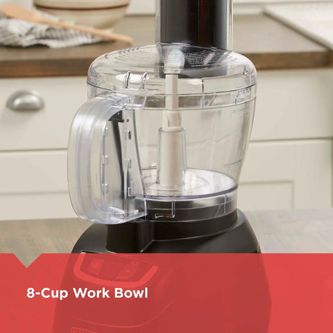 8 Cup Food Processor With Pusher And Food Chute, Big Work Bowl For Easy Slicing And Shredding, Dishwasher Safe close-up view