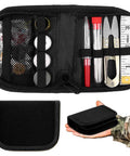 Tactical Survival Sewing Kit With Buttons, Durable Nylon, Compact And Portable, EDC Ready with tools in black case