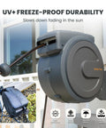 Retractable Wall Mounted Garden Hose Reel Half Inch By One Hundred Feet With Auto Rewind And Lock At Any Length In Dark Gray for Outdoor Use