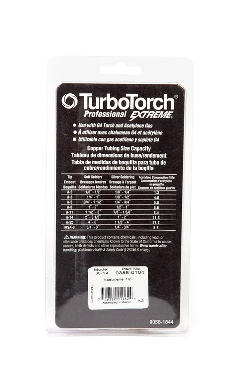 Packaging for Half Inch Manual Torch Tip for Air Acetylene, Fits PLF-A5 and G-4 Handles, Silver Brazing, HVAC Work