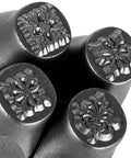Vintage Style Metal Stamping Kit Set of Four in 8mm Steel for Jewelry Leather Craft DIY Imprint Stamps with Classic Rococo Patterns