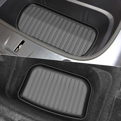 All Weather TPE Floor Mats And Cargo Liner Set For 2025 2026 Model Y Juniper Custom Fit 3D Scanned Contour in frunk