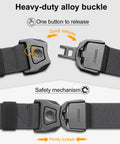 Quick Release Tactical Belt for Work and Outdoors, 1.5 Inch Nylon Web With Heavy Duty Seatbelt Buckle, Grey, Medium Fits 36 to 42 Inch Waists