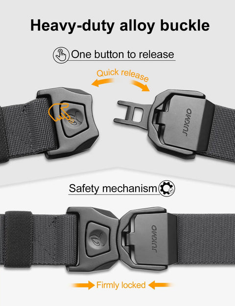 Quick Release Tactical Belt for Work and Outdoors, 1.5 Inch Nylon Web With Heavy Duty Seatbelt Buckle, Grey, Medium Fits 36 to 42 Inch Waists
