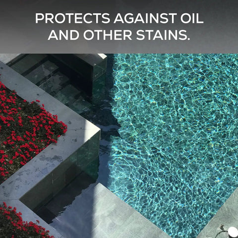 Matte Clear Acrylic Sealer For Stone And Brick With Color Enhancing Finish used on outdoor pavers around a pool