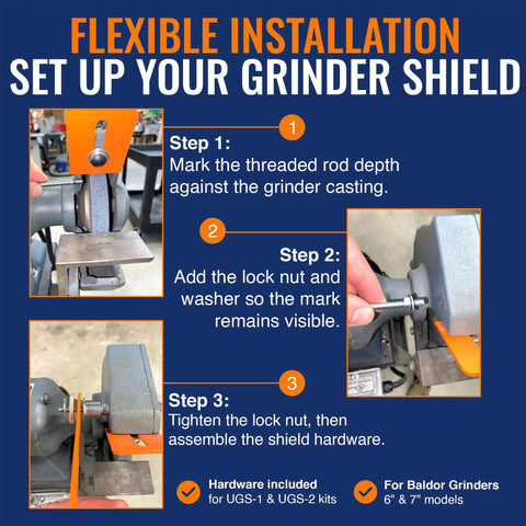 Real Deal Bench Grinder Eye Shield Kit, Straight Up Heavy Duty Lexan Safety Guards For 6 And 7 Inch Baldor Grinders, OSHA Compliant Left And Right Wheel Covers Built Different