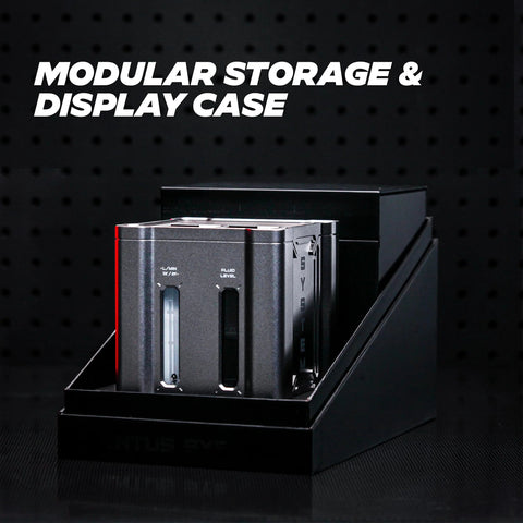 Modular storage and display case housing a black Ventus automotive tester unit.