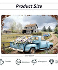 Vintage Blue Farm Truck Metal Tin Sign Rustic Country Farmhouse Wall Decor Floral Old Pickup Scene Retro Plaque For Garage Barn Decor 12x8 Inch Garden Style