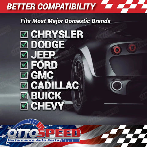 Image showing compatibility of Theft-Proof License Plate Screws Kit with major car brands like Chrysler, Ford, and Chevy.