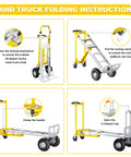 Heavy Duty 4 In 1 Convertible Hand Truck Dolly Cart with folding instructions and adjustable features for easy mutli-use