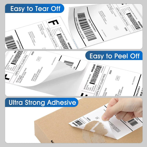 4x6 Direct Thermal Shipping Labels, 500 Fanfold Perforated White Sheets, Commercial Grade With Permanent Adhesive in use