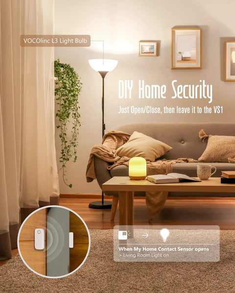 Smart Door Alarm System With Magnetic Window Locks And Wireless Doorbell Chime Contact Sensor No Hub Required in living room scene