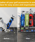 Golf Bag Storage Organizer With Wheels For Garage And Shed Holds Up To Four Bags 24 Clubs Drawer For Balls And Accessories