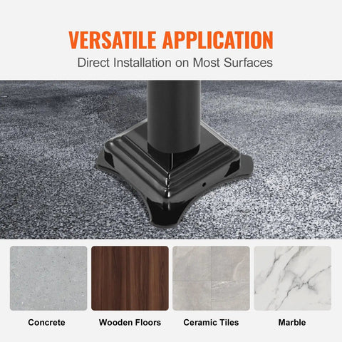 Rock Solid Floor Mounted Stair Handrail For 2 To 3 Steps And 36 Inch Wide Iron Step Railing showing versatile application on concrete and wood.