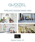 Collage of Quoizel lighting fixtures in various rooms with "Timeless Design Since 1930" text, Goose Creek, SC location.