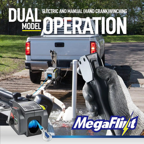 Reversible Electric Trailer Winch For Boats Up To 6000 Lbs 12V DC Dual Mode Power operation with remote and pickup truck