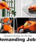 Raxwell nitrile gloves, orange, large, diamond-texture grip, pack of 100