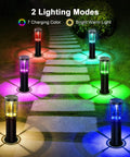 Solar Pathway Lights Pack Of 6 With Warm White And Color Changing Modes IP65 Waterproof Outdoor Garden Lights illuminating path