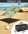 9x10ft Beach Tent Sun Shelter With Pickle Pizza Design Portable Canopy UPF 50 Plus Sun Protection Easy Setup With 2 Sturdy Poles Large Sandbags And Shovel Ideal For Fishing Backpack