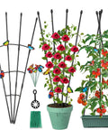 Outdoor And Indoor Garden Trellis With 47 Inch Obelisk And Tomato Cage Two Easy Setup Options Rustproof Plant Support With Butterfly Ornaments