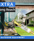 Heavy Duty 25 Foot 12 Gauge Outdoor Extension Cord With Lighted End in use for lawn equipment, ETL Listed, yellow cable