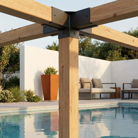 4x4 Pergola Kit With Bracket Set For Easy DIY Backyard Shade And Outdoor Living Upgrade With All Hardware Included For Quick Assembly And A Sturdy Backyard Oasis