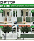 Before and after images of Artificial Ivy Privacy Fence Wall Screen 120 By 40 Inches 12 Pack Of 20 By 20 Inch Panels installed on porches.