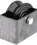 Heavy Duty 3.5 Inch V Groove Gate Wheel With Weldable Wheel Box For Sliding Metal Gates Inverted V Shape Zinc Plated Steel 1500