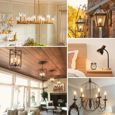 12 Pack Dimmable E12 LED Candelabra Bulbs 60W Equivalent 2700K Soft Warm White 600 Lumens in various lighting fixtures