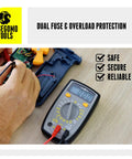 500 Volt Digital Multimeter With Backlit LCD Display for AC and DC voltage, DC current, resistance, diodes and continuity