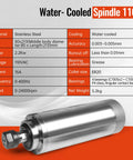 Image of Beefy 2.2KW 110V Water Cooled Spindle Motor 80mm Body High Speed 24000RPM With ER20 Collet 15A 400Hz For CNC Router Engraver Milling Machine Perfect For Wood And Non Metal Engraving with technical specifications and stainless steel body