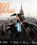 Rugged 2026 Dual Motor Electric Bike For Adult Riders Packing 52V 70Ah Battery Delivering 200 Mile Range And 46 Mph Top Speed With 26X4 Fat Tires Full Suspension Mountain Ebike shown in city setting.