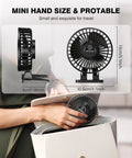 Compact USB Desk Fan Mini Portable With 3 Speed Settings Plug In Power 360 Degree Rotation Quiet Brushless Black fan in bag