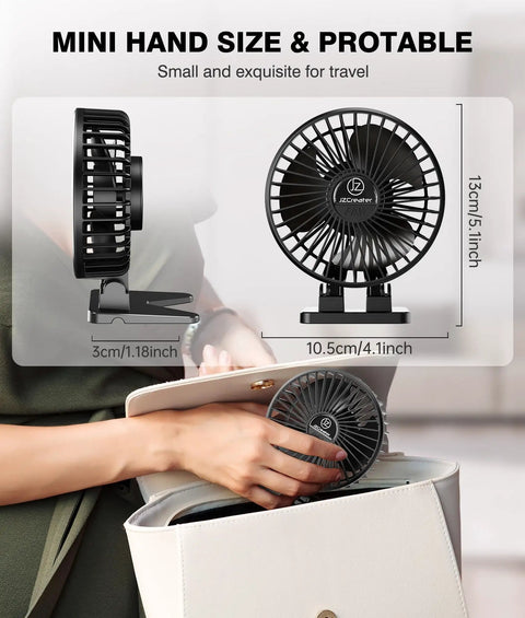 Compact USB Desk Fan Mini Portable With 3 Speed Settings Plug In Power 360 Degree Rotation Quiet Brushless Black fan in bag