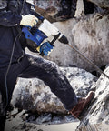 SDS Plus Rotary Hammer Drill Bit Set in use on rock surface, highlighting durability for concrete, brick, cement walls, and stone work.