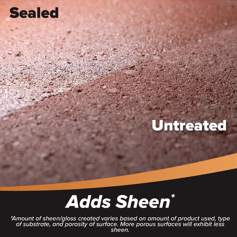 Close-up of patio paver half sealed with Wet Look Patio Paver Sealer With Gloss Finish, showing contrast between sealed and untreated surfaces.