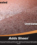 Half-sealed stone surface showing gloss effect of Wet Look Patio Paver Sealer For Natural Stone Surfaces, Clear Water-Based Sealant, 2.5 Gal.