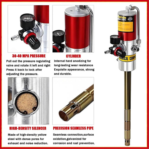 Professional High Pressure Pneumatic Grease Pump With Reinforced Air Hose And Locking Lid Job Site Tough Workhorse Featuring Thick Rubber Suction Cup To Stop Spills And Save Cash On Lubricants
