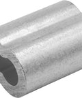 Badass Mil Spec Aluminum Swage Sleeves And Ferrule Clips For Seven Sixteenths Inch Oval Duplex Wire Rope Cable Crimping Loop Fixings Quick Install heavy duty aluminum swage sleeve close-up.