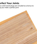 Wooden board with two drilled pocket holes from Two Pocket Hole Jig Kit For Woodworking DIY Friendly Drill Guide Set With Square Driver Bit Hex Wrench Step Drill Bit Wooden Plugs And Screws Pro Grade Joinery Tool For Quick Strong Joints.