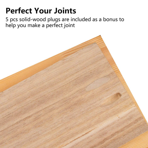Wooden board with two drilled pocket holes from Two Pocket Hole Jig Kit For Woodworking DIY Friendly Drill Guide Set With Square Driver Bit Hex Wrench Step Drill Bit Wooden Plugs And Screws Pro Grade Joinery Tool For Quick Strong Joints.