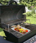 25 Pack Disposable Aluminum Grill Pans For Outdoor Cooking And Camping Large 16 By 12 Inch Aluminum Trays With Holes on a barbecue