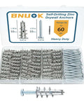 Self Drilling Drywall Anchors Kit With 110 Pieces Hollow Zinc Sheetrock Anchors And Screws Heavy Duty 60Lb Capacity in clear box