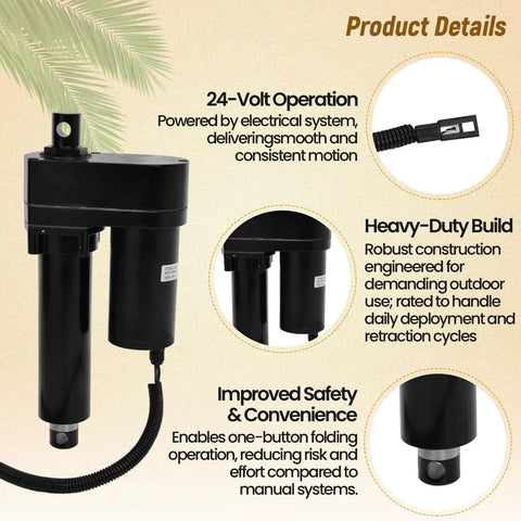 Image of 341008 24V Linear Actuator for Serco dock levelers and Rite-Hite V250 V450 restraints, showcasing features and heavy-duty design.