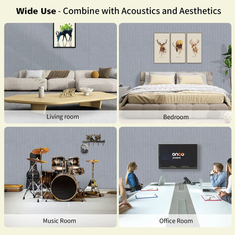 Wide use of 5 Pack Acoustic Panels Smoke Gray High Density Soundproofing Foam Tiles in living room, bedroom, music room, office.