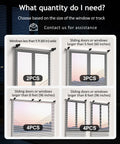 Window size guide for No Drill Curtain Rod Brackets for Outside Mount Blinds, Tool-Free Setup, No Wall Damage, 2, 3, 4 pack options.