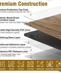 Waterproof Peel And Stick Floor Tile Earthen Oak Vinyl Plank Flooring with layers for durability and scratch resistance